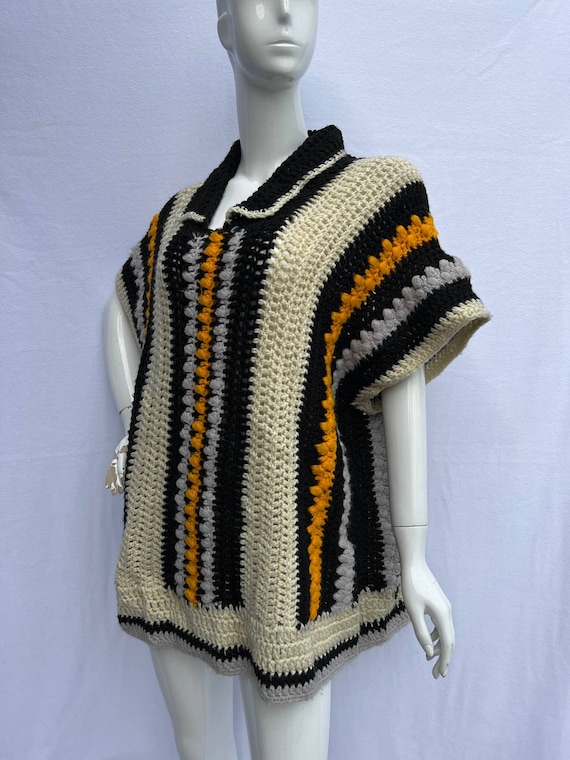 VTG Monochrome and Yellow Knit Sweater Vest - image 7
