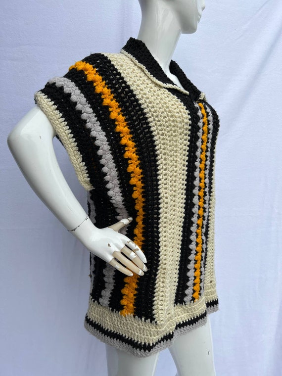 VTG Monochrome and Yellow Knit Sweater Vest - image 8