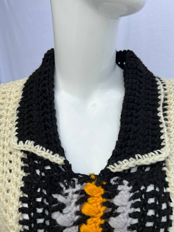 VTG Monochrome and Yellow Knit Sweater Vest - image 3