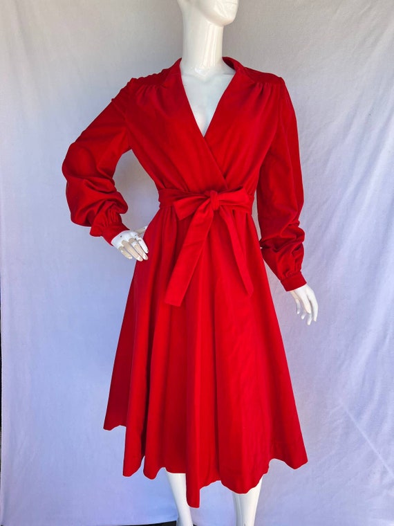 70’s Red Velvet Tie Waist Dress