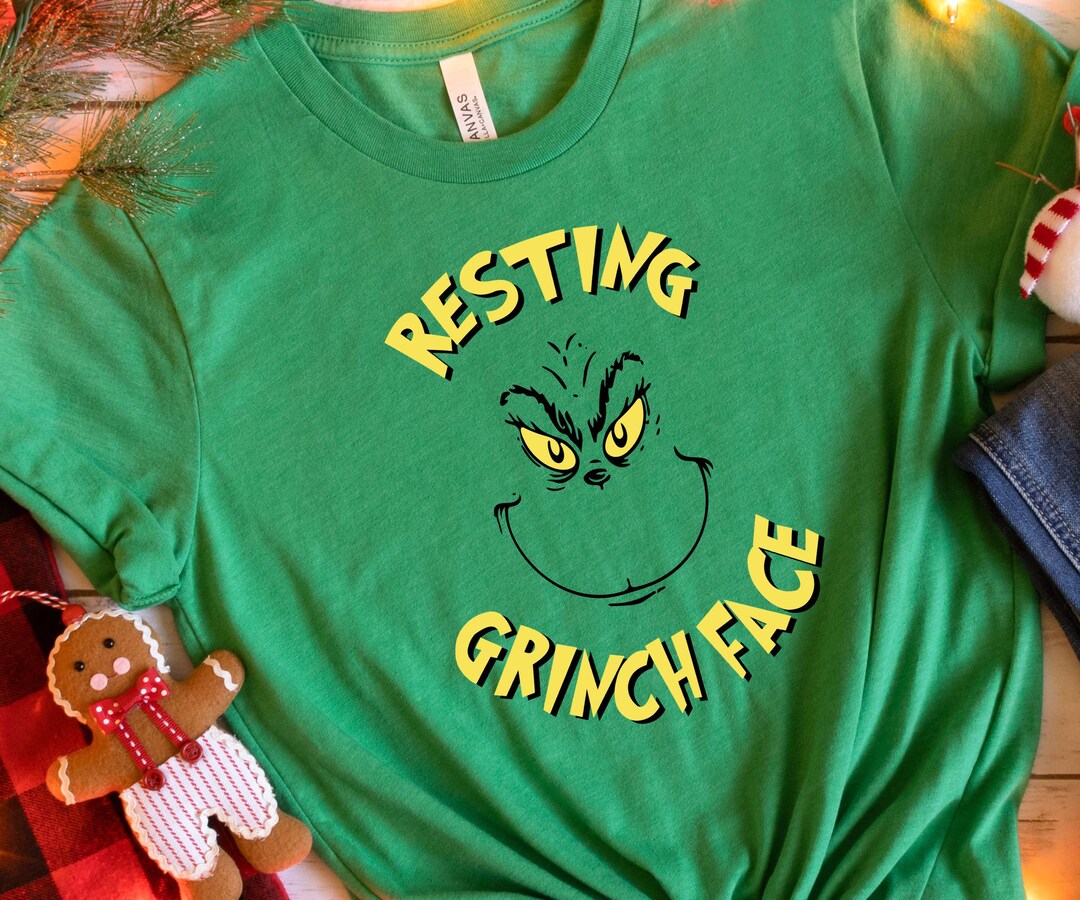 Resting Grinch Face Tshirt, Retro Grinch Shirt, Grinch Christmas Shirt ...