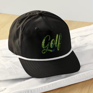 Golf Rope Hat – Aerial Course Script Design – Cool Gift for Golfers – Trendy Golf Cap – Unisex Adjustable Hat