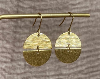 Geometric minimalist brass earrings, statement jewellery, gift for her