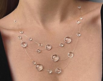 Elegant Handmade Raindrops Necklace, Teardrop Necklace, Wedding Jewellery, Dewdrops necklace