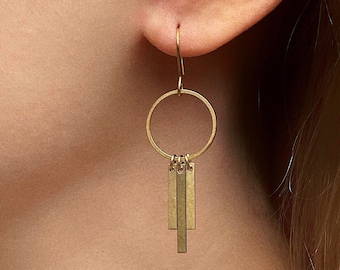 Minimal brass earrings, statement jewellery, dangle earrings, art deco style