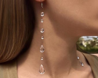 Ethereal Raindrop Earrings, Floating Dewdrop Earrings, Rain Inspired Jewellery, Invisible Earrings, Bridal Jewellery