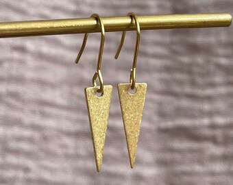 Minimalist brass earrings, triangle earrings, dainty earrings