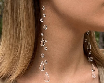 Ethereal Raindrop Earrings,  Fairycore Jewellery, Invisible Dewdrop Earrings, Minimalist Wedding Earrings, Bridal Earrings