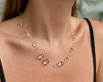 Ethereal Raindrop Necklace, Minimalist Jewellery, Dainty Wedding Jewellery, Nature Inspired, Dewdrops Necklace, Bride Jewellery