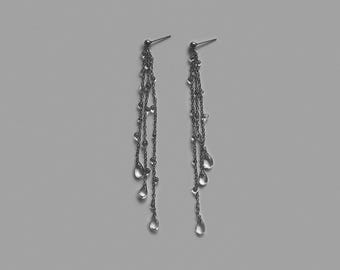 Long Minimal Raindrop Earrings, Hypoallergenic Stainless Steel Teardrop Earrings