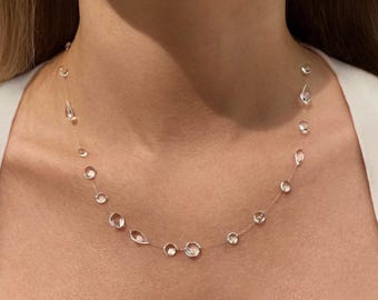 Ethereal Raindrop Necklace, Minimalist Jewellery, Dainty Wedding Jewellery, Nature Inspired