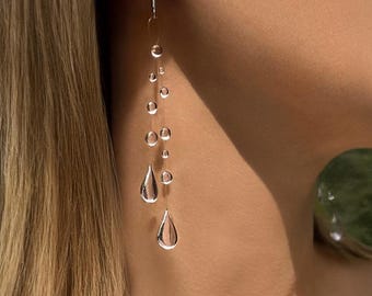 Ethereal Raindrop Earrings, Minimalist Dewdrop Earrings, Fairycore Jewellery, Bridal Earrings, Invisible Water Drop Dangle