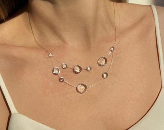 Handmade raindrop necklace, teardrop necklace, wedding necklace, dewdrops choker