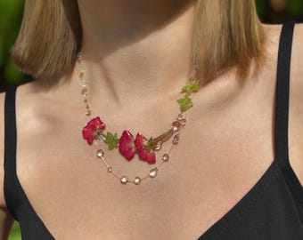 Ethereal Raindrops & Roses Necklace, Romantic Floral Jewellery, Bridal Jewellery, Dewdrops Necklace