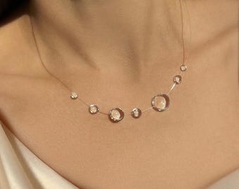 Handmade raindrop necklace, teardrop necklace, wedding necklace, dewdrops choker