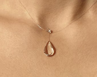Handmade Raindrop Necklace, Teardrop Necklace, Wedding Necklace, Minimalist Jewellery, Nature Inspired