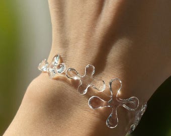 Dainty Transparent Flower Bracelet, Raind inspired Jewellery, Wedding Jewellery