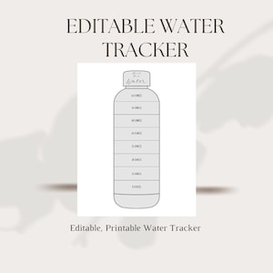 Drink Your Water - Editable Printable Water Tracker 8.5&quot; x 11&quot;