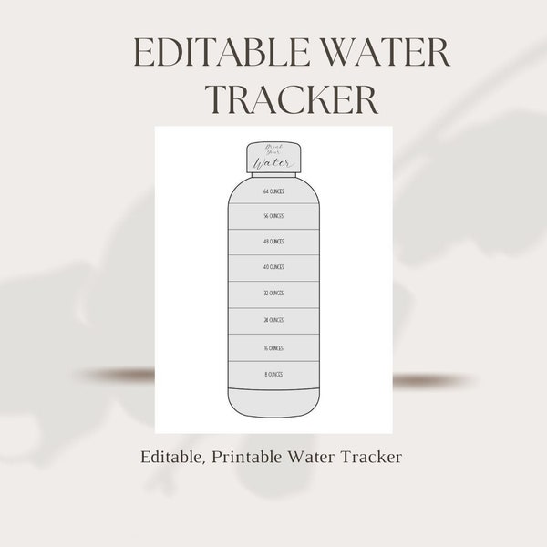 Drink Your Water - Editable Printable Water Tracker 8.5" x 11"