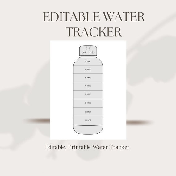 Drink Your Water Editable Printable Water Tracker 8.5 - Etsy