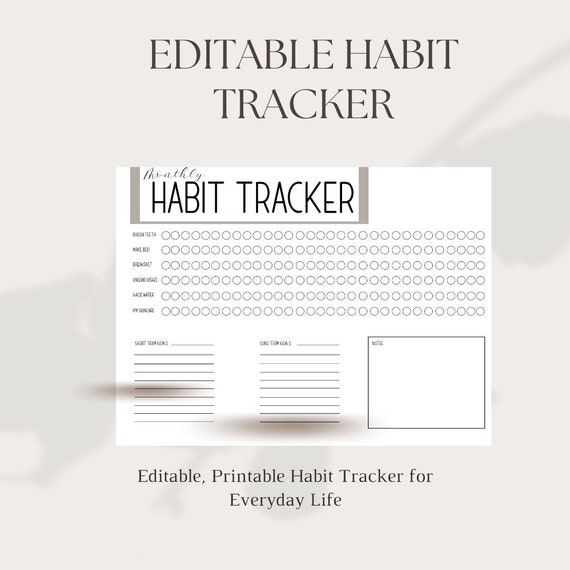 Editable Printable Habit Tracker 11 X 8.5 | Etsy