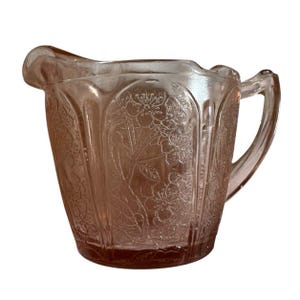 Jeanette Cherry Blossom Pink Depression Glass Creamer  Bowl 1930s