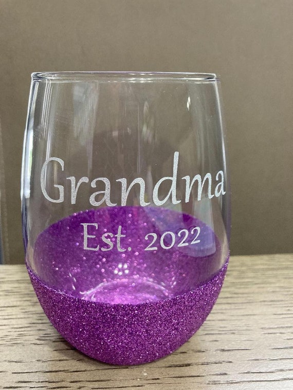 gift for mom Grammy glass Grandmas extra frosting mothers day personalized Nana gift Glitter wine glass Grandma wine glass