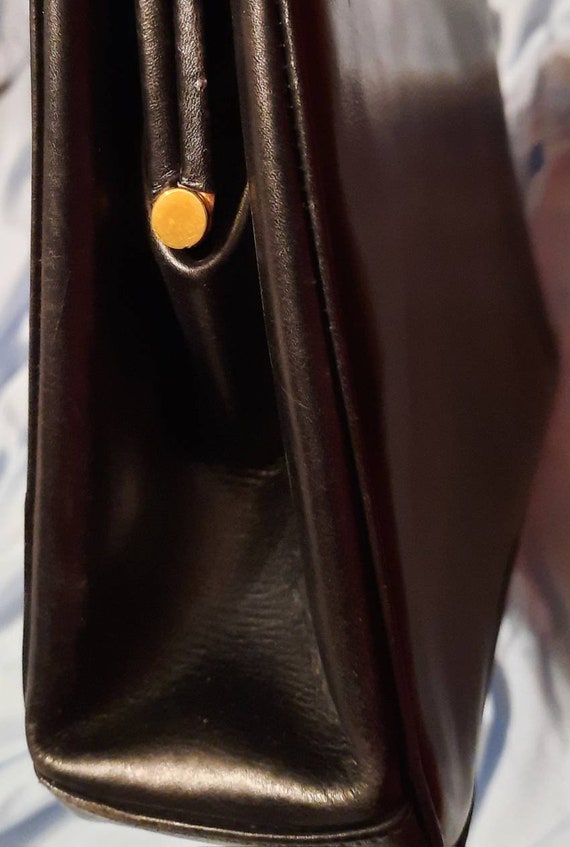 Black Leather Square Top Handle Handbag Mint Cond… - image 3