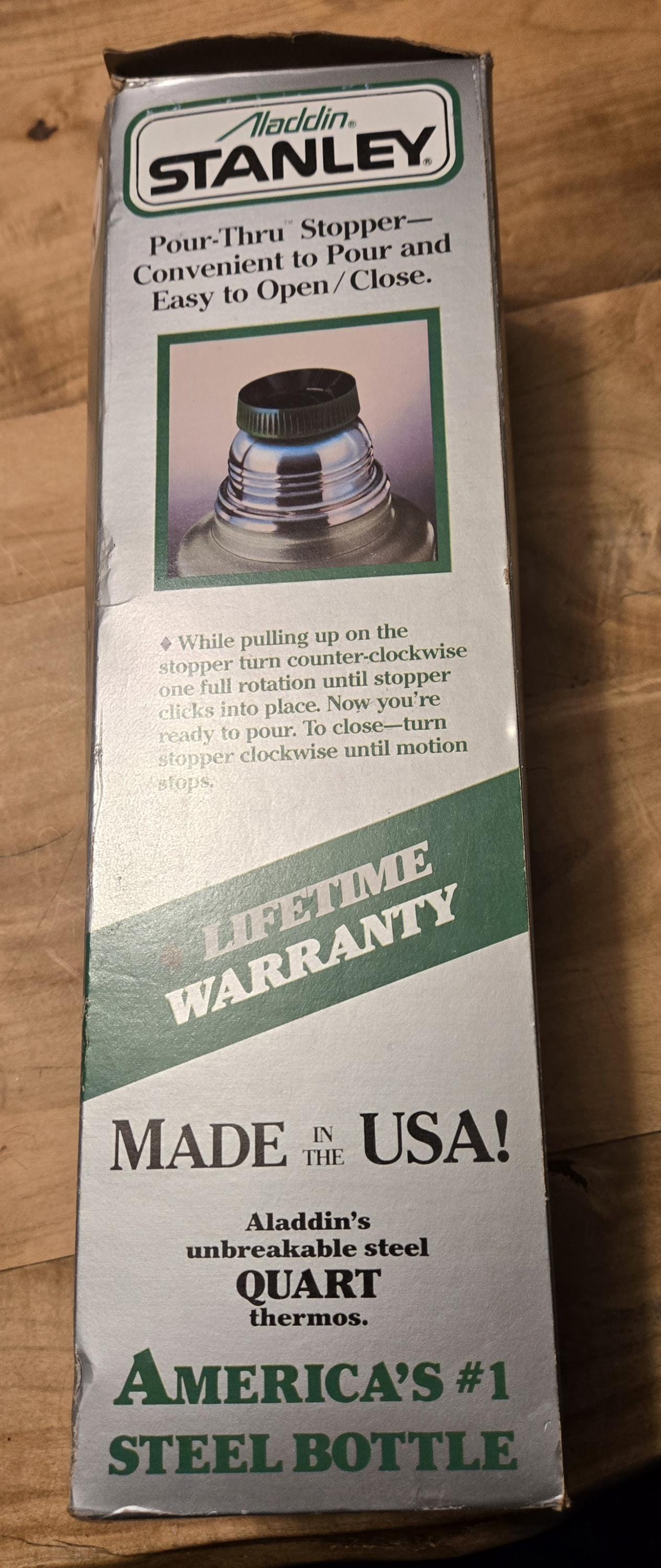 Aladdin Stanley 1 Qt Thermos Vintage 90s New Original Box Lifetime