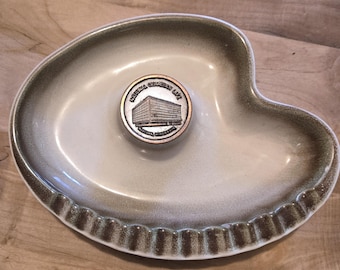 Roseville The Hyde Park U.S.A. Vintage Mid-Century Modern Atomic Ceramic Kidney Shape Ashtray Trinket Jewelry Desk Supplies Change Key Candy