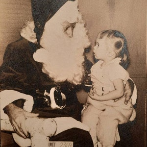 Department Store Santa & Awed Girl Portrait 1950s-60s Sepia Tone Prints Multiple Sizes Available!