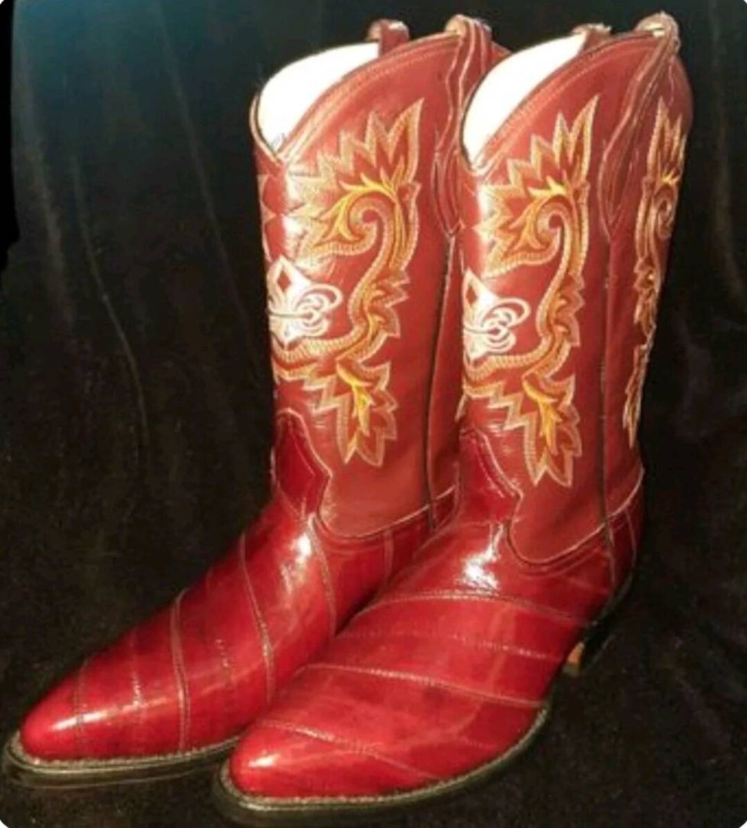 La Sierra Y Carreta Traditional Cowboy Western Boots Wine  display picture 1