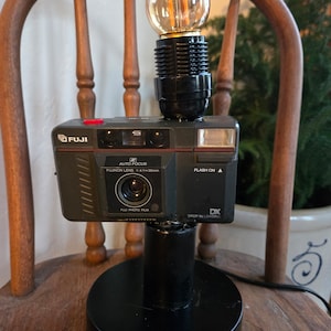 Fuji Auto-Focus Camera 1990s Accent Lamp/Nightlight Vintage Handcrafted Upcycled Man Cave Father&#39;s Day