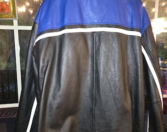 Leather Jacket Pepsi Generation Next Vintage 90s Cobalt/black NWOT