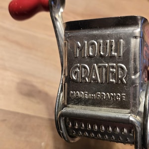 Mouli Grater Made in France Vintage 1940s Aluminum w/Red Wood Handle SALE Was 58 Now 52