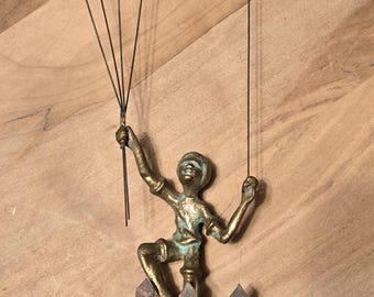 Bijan Bronze Sculpture Boy w/Balloons Agate Base Vintage 1960s SALE Was 195 Now 180