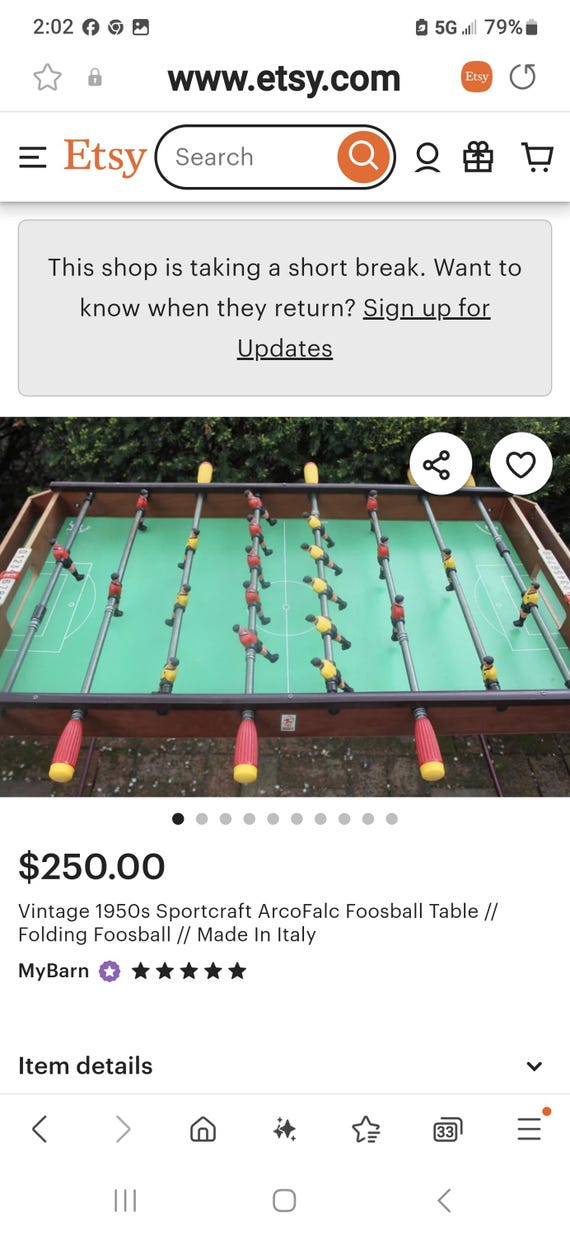 Arco Falc Sport Craft Foosball Soccer Wooden Tabletop Game Made in