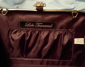 Lulu Townsend Dark Purple Padded Satin Box Evening Bag/clutch