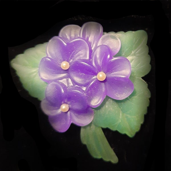 Lucite Violet Forget-Me-Not Brooch Vintage AVON Free Shipping