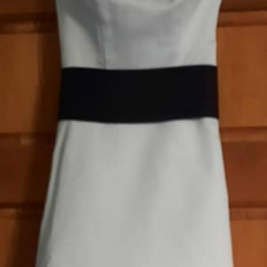 Strapless White Satin Wedding Dress with Train and Black Sash David&#39;s Bridal Women&#39;s Size 2 Vintage 1990s SALE Was 250 Now 210