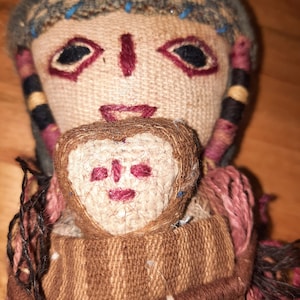 Pre-Columbian Peruvian South America Chancay Funerary Doll Mother Child Folk Art Rustic Boho Decor Archeologist Birthday Christmas Gift