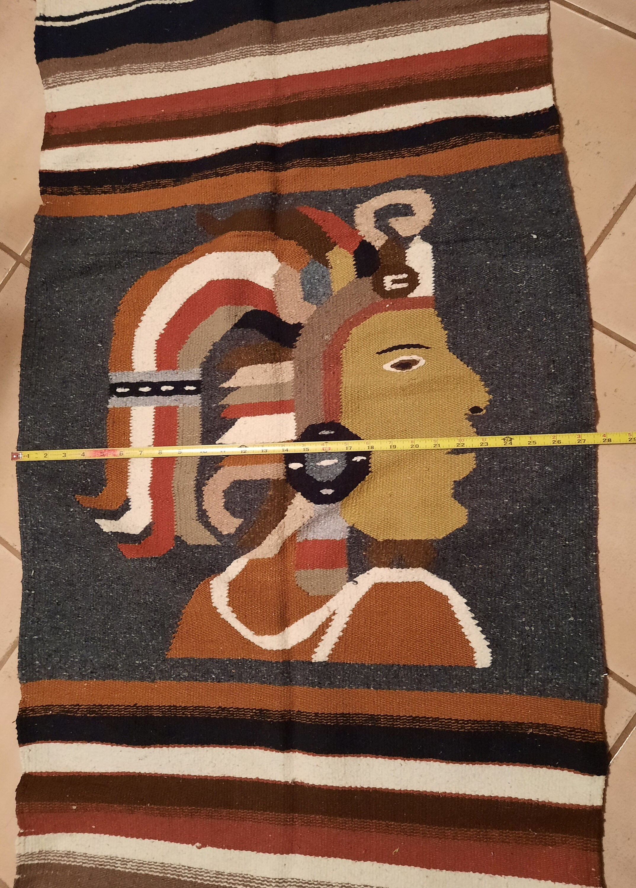Aztec Wall Rugs Aztec Warrior Wall Hanging Rug Table Runner Hand Loomed Wool Cotton ...