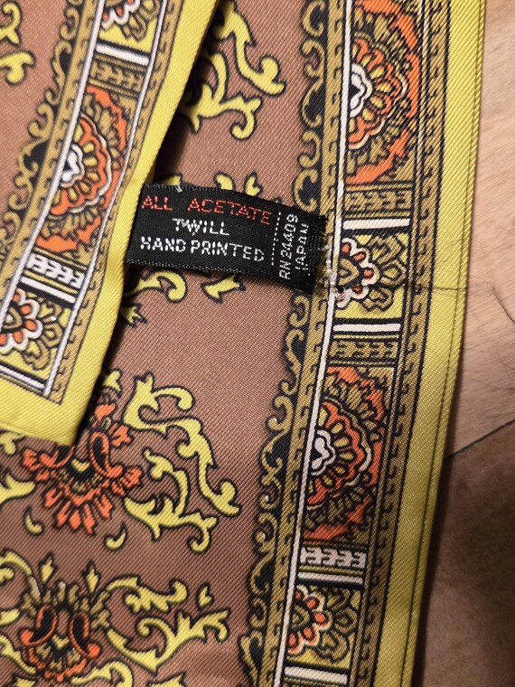 Hand Printed Twill Acetate Rectangular Scarf Japa… - image 2