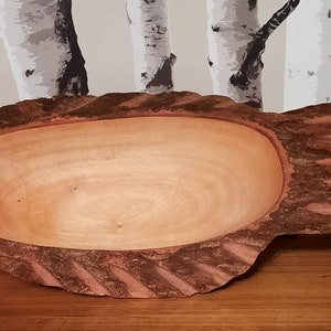 Fish Bowl Hand Carved Wood Bark-On Edge 17x7x3 SALE Was 64 Now 58
