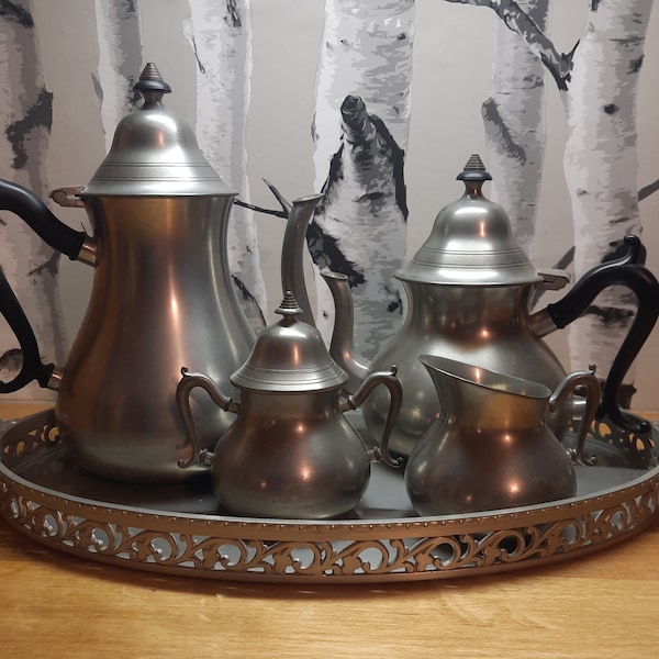Vintage Pewter Tea Cups Etsy