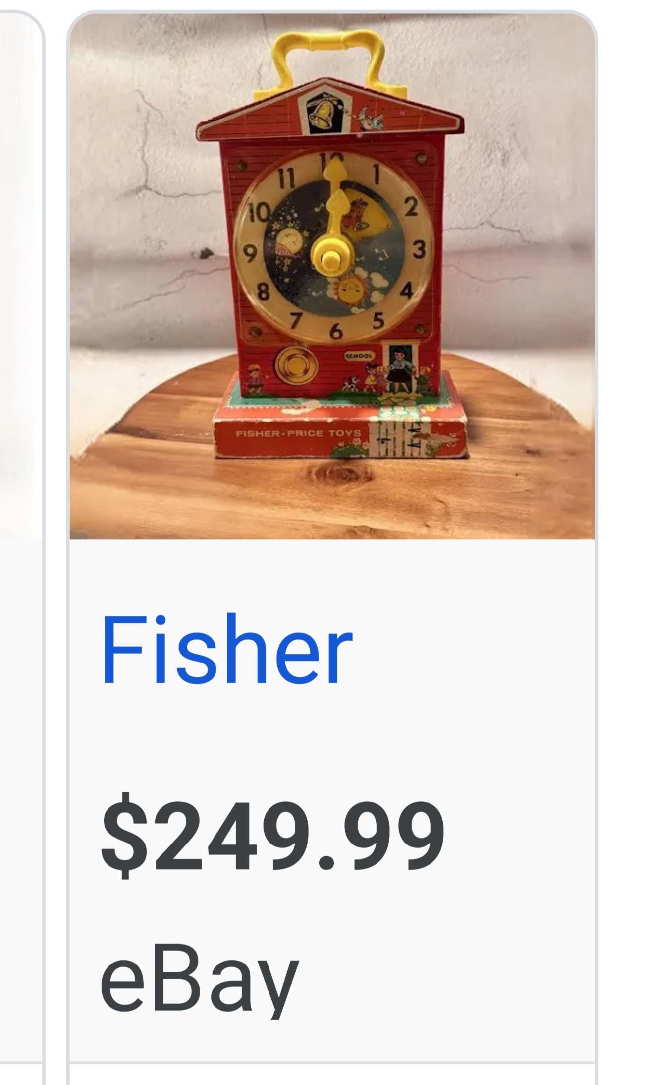 Fisher-price Teaching Clock Vintage 1960s Mechanical Windup Works