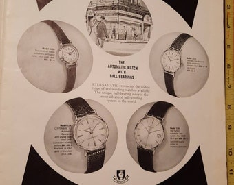 Watches of Switzerland Print Ad 1963 LARGE SIZE 11x14 Black & White Frameable Wall Art Watch Collector Gift