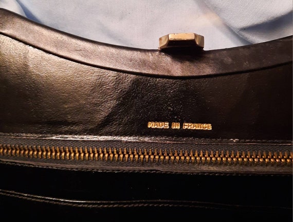 Black Leather Square Top Handle Handbag Mint Cond… - image 6