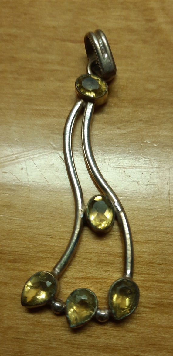 Sterling Silver and Peridot Pendant, Handmade, Vi… - image 1