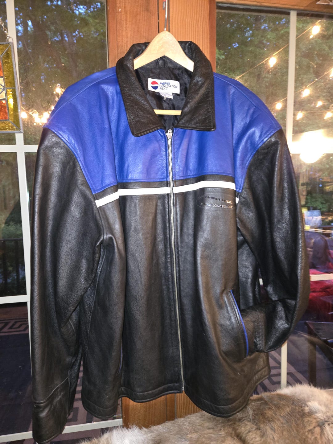 Leather Jacket Pepsi Generation Next Vintage 90s Cobalt/black NWOT